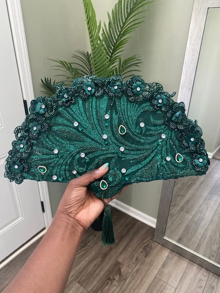 Emerald Crystal hand Fan